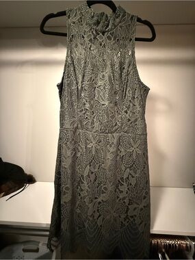 Xhilaration One-Shoulder Lace Dress in Gray